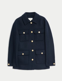 Praktická bunda s kapucí ze směsi vlny