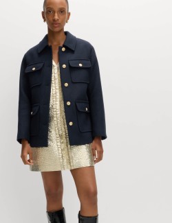 Praktická bunda s kapucí ze směsi vlny