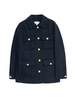 Praktická bunda s kapucí ze směsi vlny