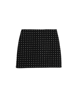 Zdobená áčková mini sukně z tvídu