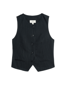 Striped Collarless Waistcoat