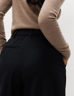 Woven Pleated Wide Leg Culottes