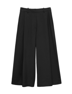 Woven Pleated Wide Leg Culottes