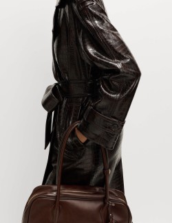 Dlouhý trenčkot s páskem a texturou