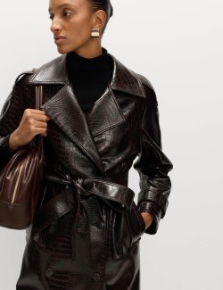 Dlouhý trenčkot s páskem a texturou