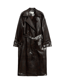 Dlouhý trenčkot s páskem a texturou