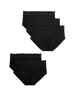 5pk Cotton Lycra & Lace Full Briefs