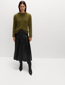 Plisovaná sukně Midaxi s koženým vzhledem