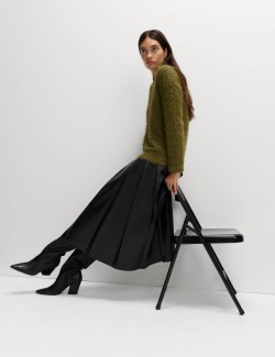 Plisovaná sukně Midaxi s koženým vzhledem