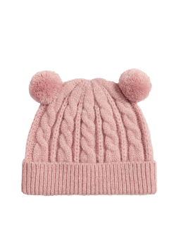 Dětská zimní čepice s dvojitou bambulí a copánkovým vzorem (0–3 roky)