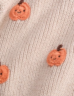 Pure Cotton Pumpkin Knitted Jumper (0-6 Yrs)
