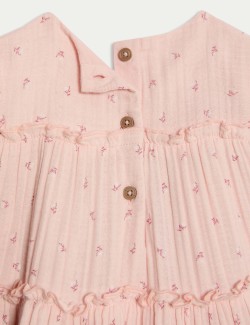 Růžové bavlněné šaty s trojitým vzorem (0-6 let)