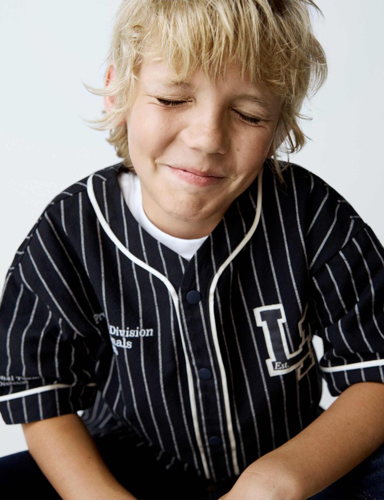 Pure Cotton Striped Baseball Shirt (6-16 Yrs)