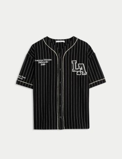 Pure Cotton Striped Baseball Shirt (6-16 Yrs)