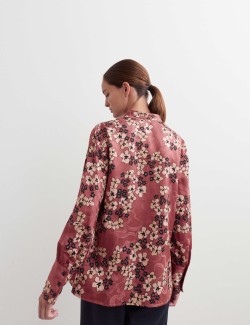 Žakárová halenka s límcem a květinovým potiskem