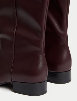 Kozačky ke kolenům s tupou špičkou