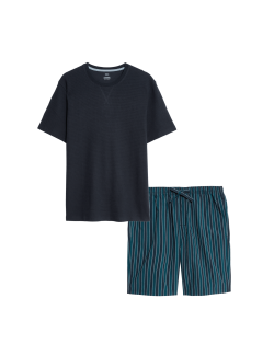 Pyžamová souprava z čisté bavlny s vaflovou texturou