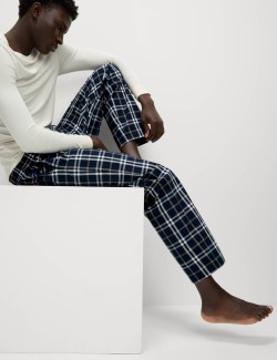 Kostkované pyžamové kalhoty z čisté bavlny, 2 ks v balení
his