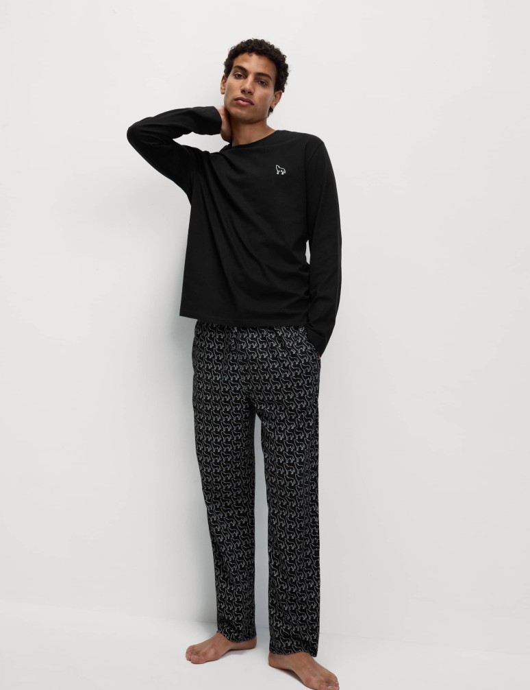 Pyžamová souprava z čisté bavlny s potiskem vlků