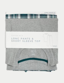 Kostkovaná pyžamová souprava z čisté bavlny