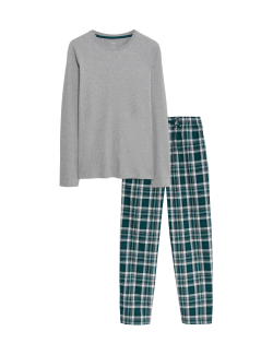 Kostkovaná pyžamová souprava z čisté bavlny