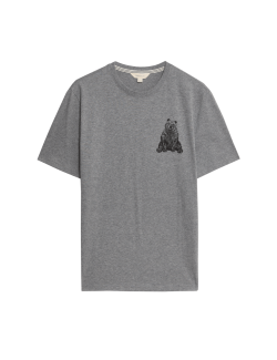 Domácí top z čisté bavlny s grafickým potiskem medvěda