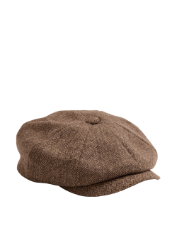 Chlapecký pekařský klobouk s vlněnou směsí a vzorem rybí kosti