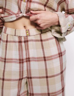 Kostkovaná pyžamová souprava z čisté bavlny