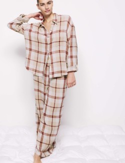 Kostkovaná pyžamová souprava z čisté bavlny