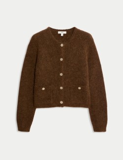 Kardigan zkráceného střihu na knoflíky vepředu, ze směsi alpaky