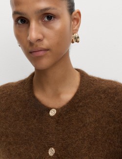 Kardigan zkráceného střihu na knoflíky vepředu, ze směsi alpaky