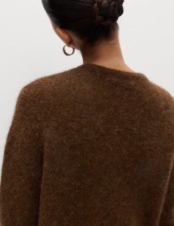 Kardigan zkráceného střihu na knoflíky vepředu, ze směsi alpaky