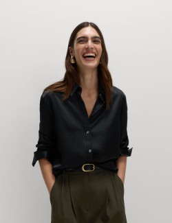 Saténová propínací košile s límečkem