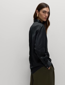 Saténová propínací košile s límečkem