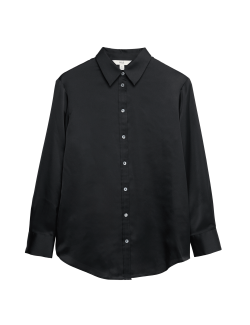 Saténová propínací košile s límečkem