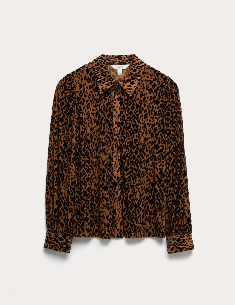 Animal Print Collared Shirt