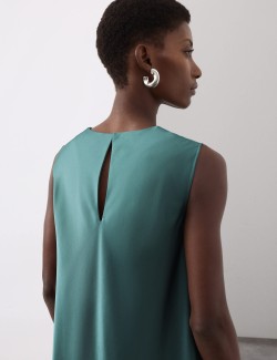 Midaxi šaty sloupového střihu s kulatým výstřihem, s vysokým podílem lyocelu