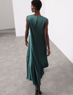 Midaxi šaty sloupového střihu s kulatým výstřihem, s vysokým podílem lyocelu