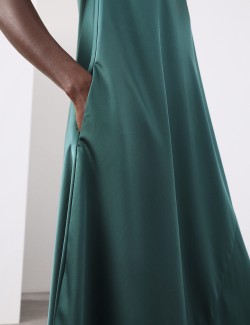 Midaxi šaty sloupového střihu s kulatým výstřihem, s vysokým podílem lyocelu