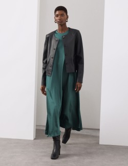 Midaxi šaty sloupového střihu s kulatým výstřihem, s vysokým podílem lyocelu