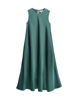 Midaxi šaty sloupového střihu s kulatým výstřihem, s vysokým podílem lyocelu