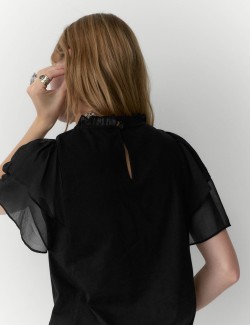 Pure Cotton Embroidered Crew Neck Top