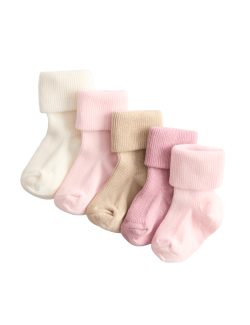5pk Cotton Rich Ribbed Baby Socks (0-2 Yrs)