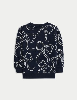 Cotton Rich Bow Print Sweatshirt (2-8 Yrs)