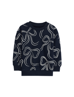 Cotton Rich Bow Print Sweatshirt (2-8 Yrs)