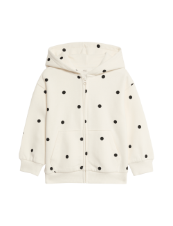 Puntíkovaná mikina s kapucí, vysoký podíl bavlny (2–8 let)