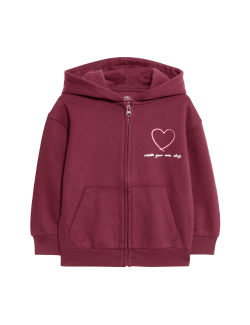 Mikina s kapucí, grafickým motivem srdíček a vysokým podílem bavlny (2–8 let)