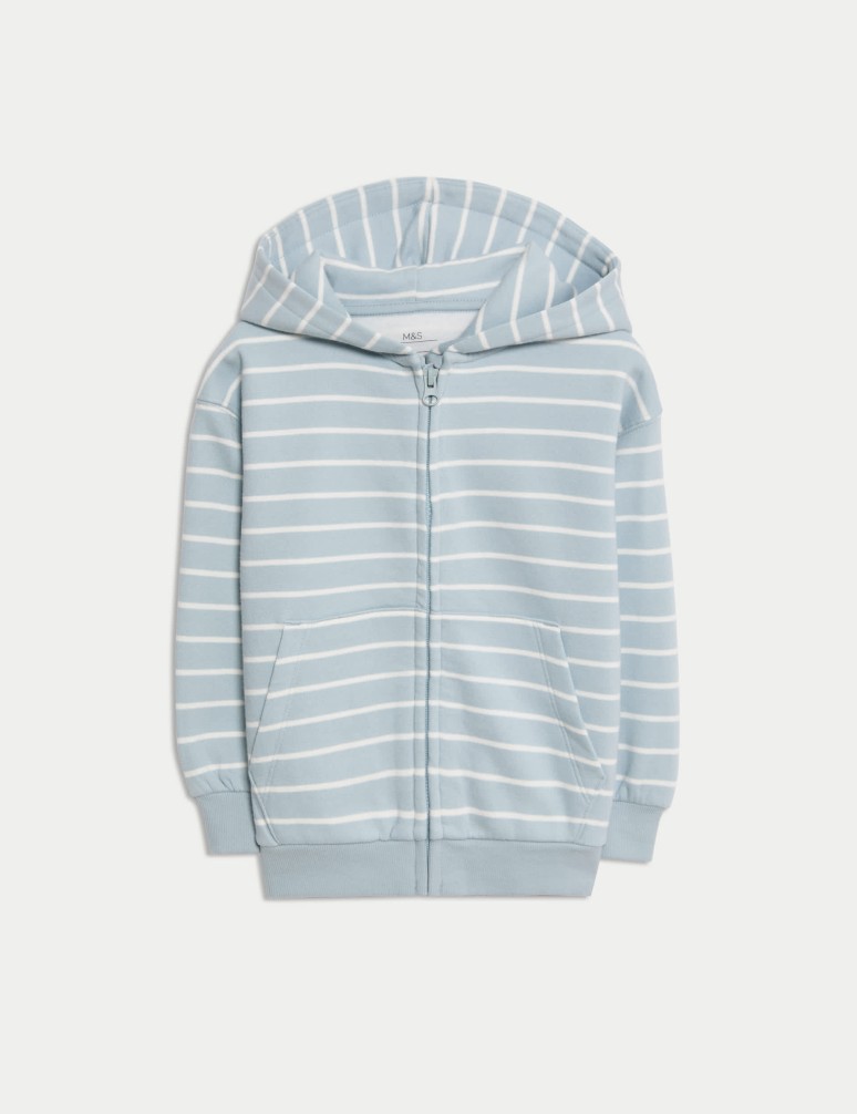 Cotton Rich Striped Zip Hoodie (2-8 Yrs)