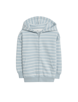 Cotton Rich Striped Zip Hoodie (2-8 Yrs)