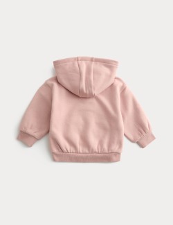 Mikina s kapucí a podšívkou z bavlněné směsi s flísem a zapínáním na zip (0-3 roky)